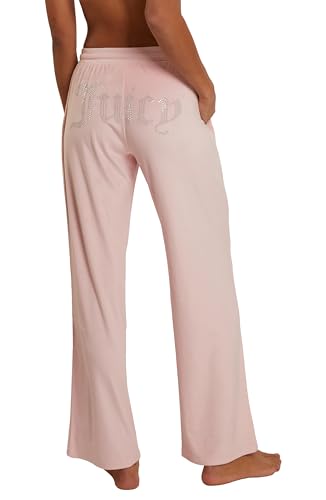 Juicy Couture Damen Pyjamahose aus Samt-Fleece mit Strasssteinen, Lola Pink, Large von Juicy Couture