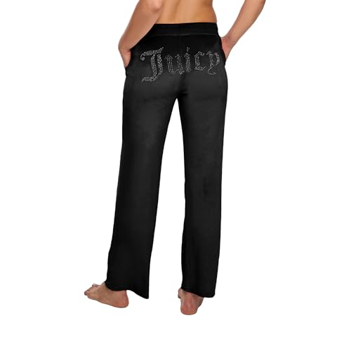 Juicy Couture Damen Pyjamahose aus Samt-Fleece mit Strasssteinen, Schwarz 2, Small Juicy Couture Damen Pyjamahose aus Samt-Fleece mit Strasssteinen, Schwarz 2, Small von Juicy Couture