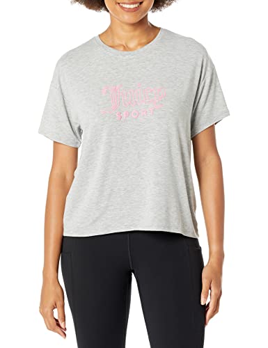 Juicy Couture Damen Varsity Crop kurzen Ärmeln T-Shirt, Hellgrau meliert/Knockout, Klein von Juicy Couture