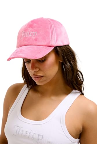 Juicy Couture Damen Veronica Baseball Cap-verstellbare Kappe aus Velour mit Glamour Applikationen Baseballkappe, HOT PINK, One Size von Juicy Couture