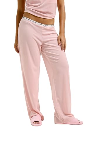 Juicy Couture Damen Vicky Flare Pants-Pyjama Unterteil Hose Schlafhose Schlafanzughose aus Velour versch. Farben Pyjamaunterteil, Almond Blossom, L von Juicy Couture
