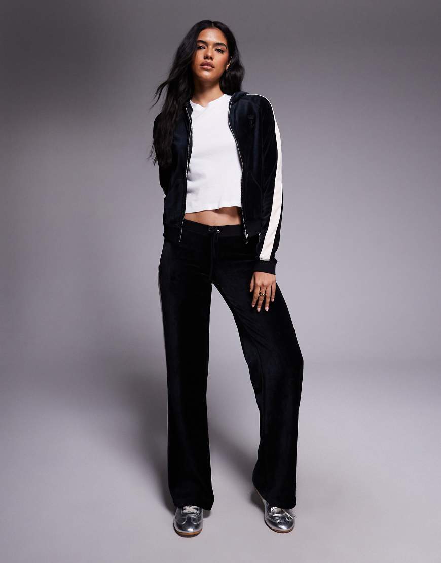 Juicy Couture - Gerade geschnittene Jogginghose in Schwarz/Weiß mit Logo und Streifen, Kombiteil-Bunt von Juicy Couture