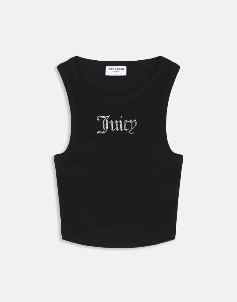 Juicy Couture - Geripptes Trägertop in Schwarz mit Strass-Logo von Juicy Couture