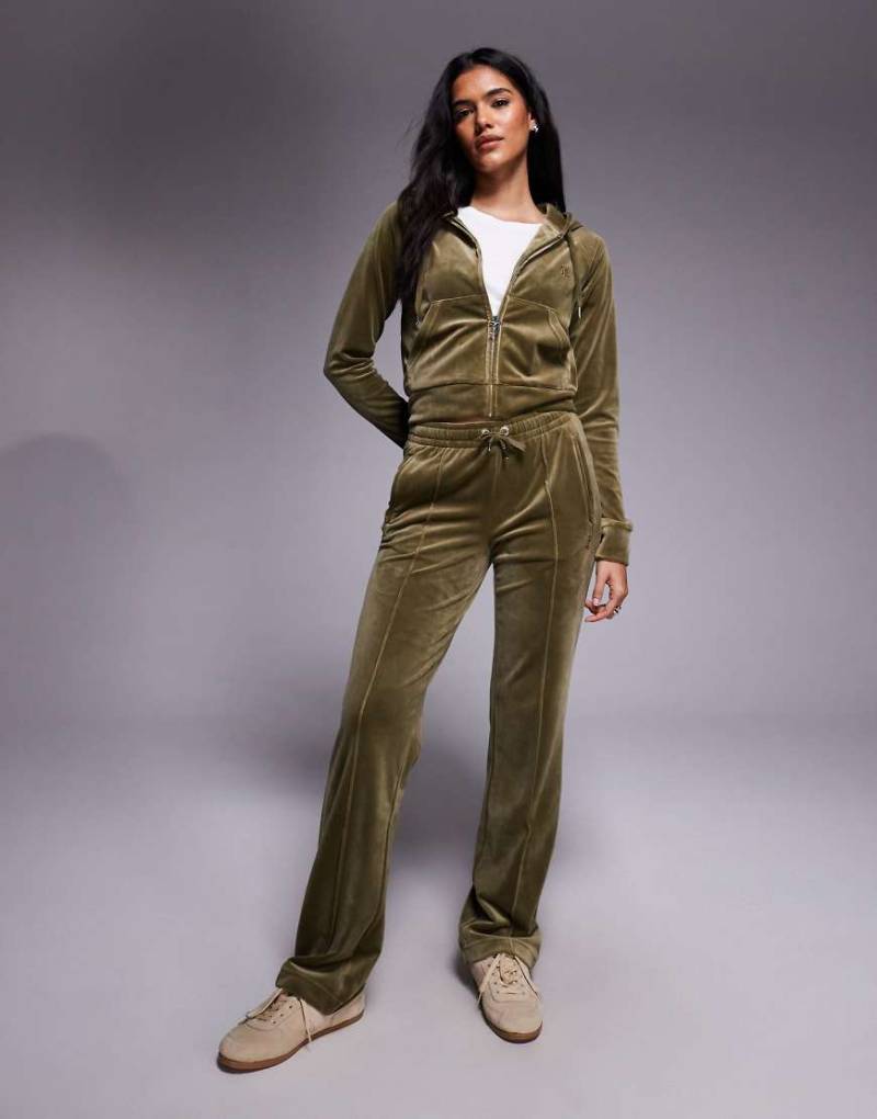 Juicy Couture - Jogginghose in Khaki mit Strass-Logo, Kombiteil-Grün von Juicy Couture