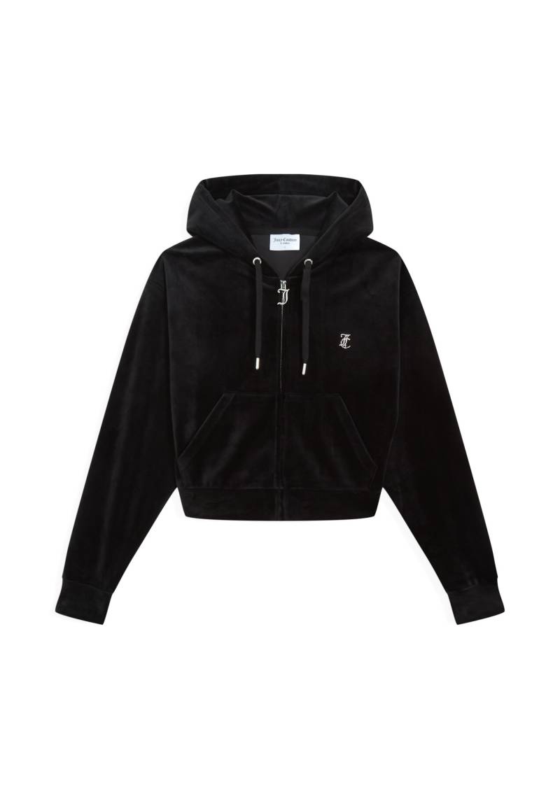 Juicy Couture Kapuzennickijacke "ICCLE DIAMANTE OVERSIZED CROPPED HOODIE Damen" mit Kapuze Trainingsjacke Damen, Sweatjacke mit Kapuze, Velour, mit Glitzer, Sale von Juicy Couture