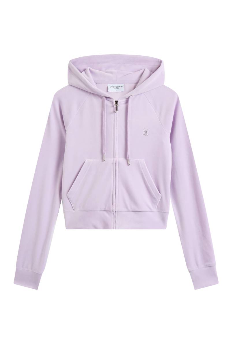 Juicy Couture Kapuzennickijacke "MADISON HOODIE Damen" mit Kapuze Trainingsjacke Damen, Sweatjacke mit Kapuze, Velour, mit Glitzer, Sale von Juicy Couture