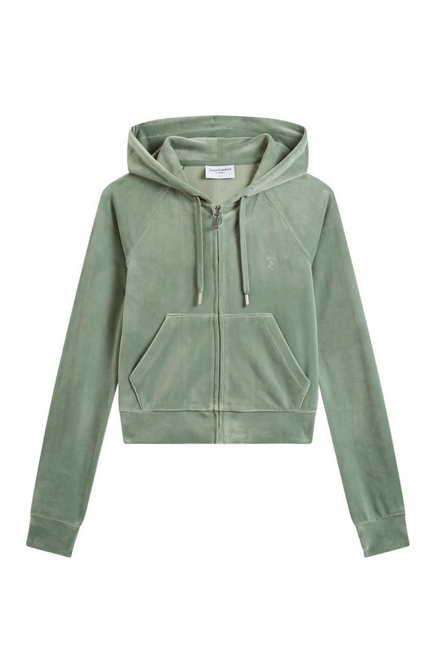 Juicy Couture Kapuzennickijacke MADISON HOODIE_ Damen Trainingsjacke Damen, Sweatjacke mit Kapuze, Velour, mit Glitzer, Sale von Juicy Couture