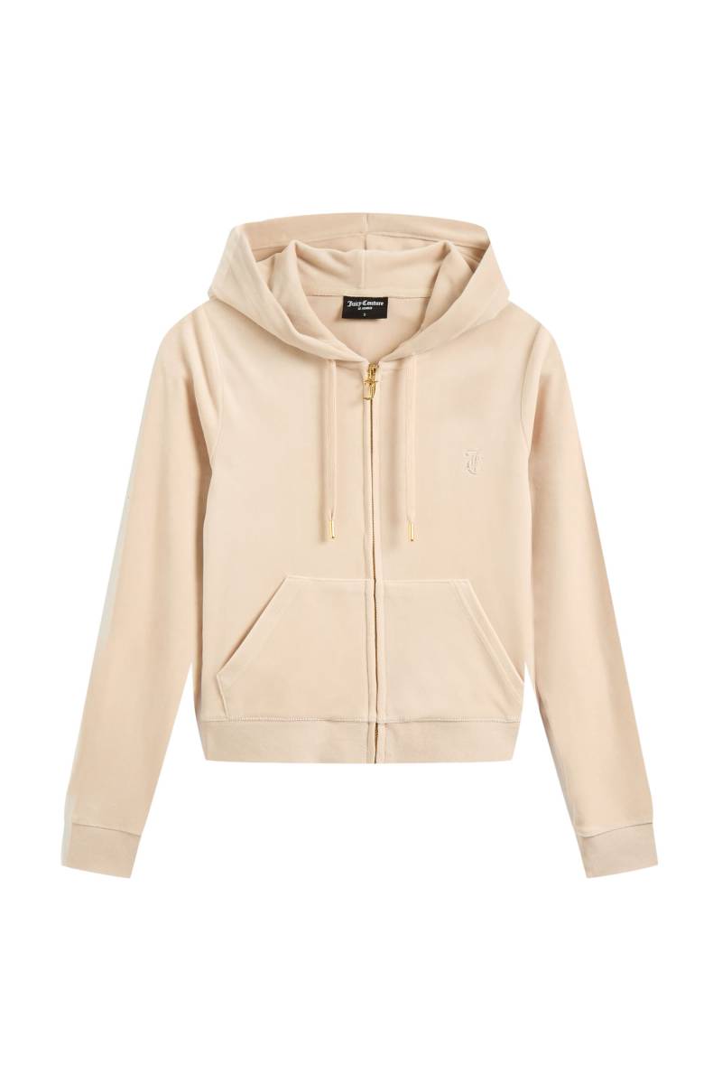 Juicy Couture Kapuzennickijacke "ROBERTSON HOODIE GOLD Damen" mit Kapuze Trainingsjacke Damen, Sweatjacke mit Kapuze, Velour, mit Glitzer, Sale von Juicy Couture