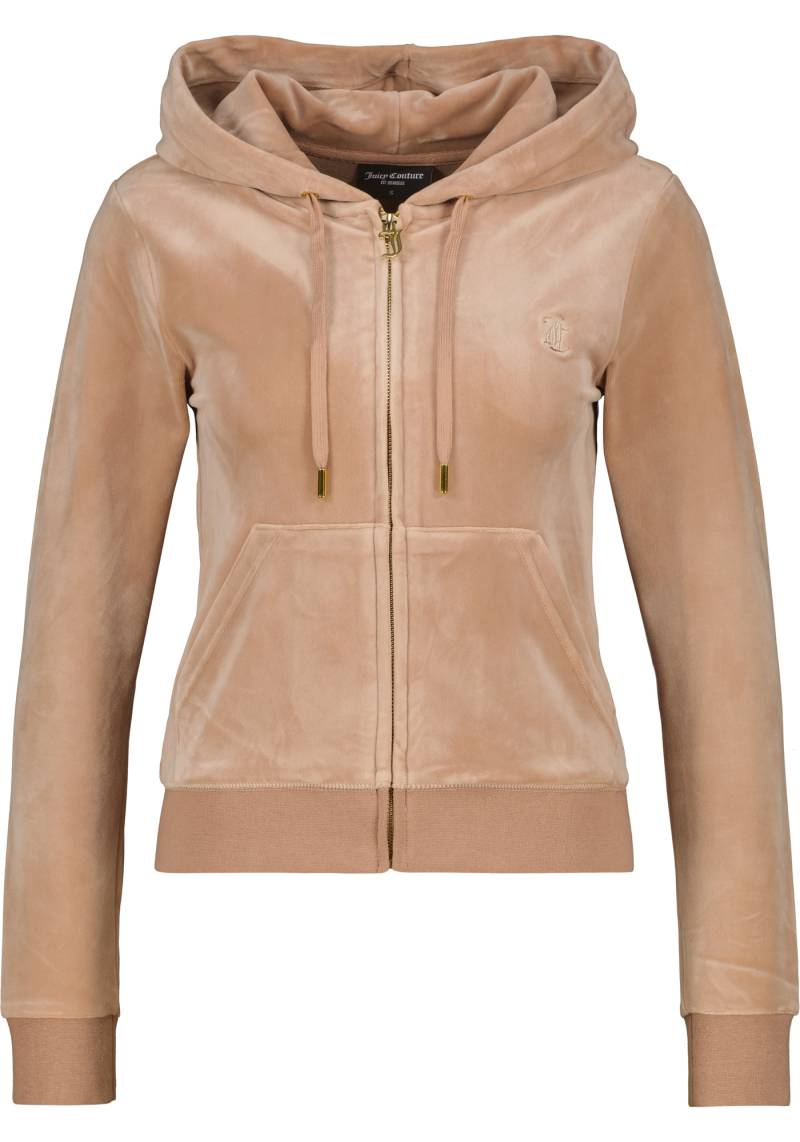 Juicy Couture Kapuzennickijacke "ROBERTSON HOODIE GOLD HARDWARE Damen" mit Kapuze Trainingsjacke Damen, Sweatjacke mit Kapuze, Velour, mit Glitzer, Sale von Juicy Couture