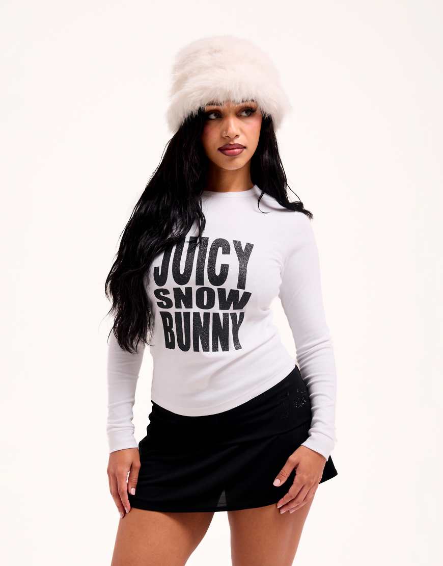 Juicy Couture - Langärmliges Oberteil in Weiß mit „Snow Bunny"-Logo-Bunt von Juicy Couture