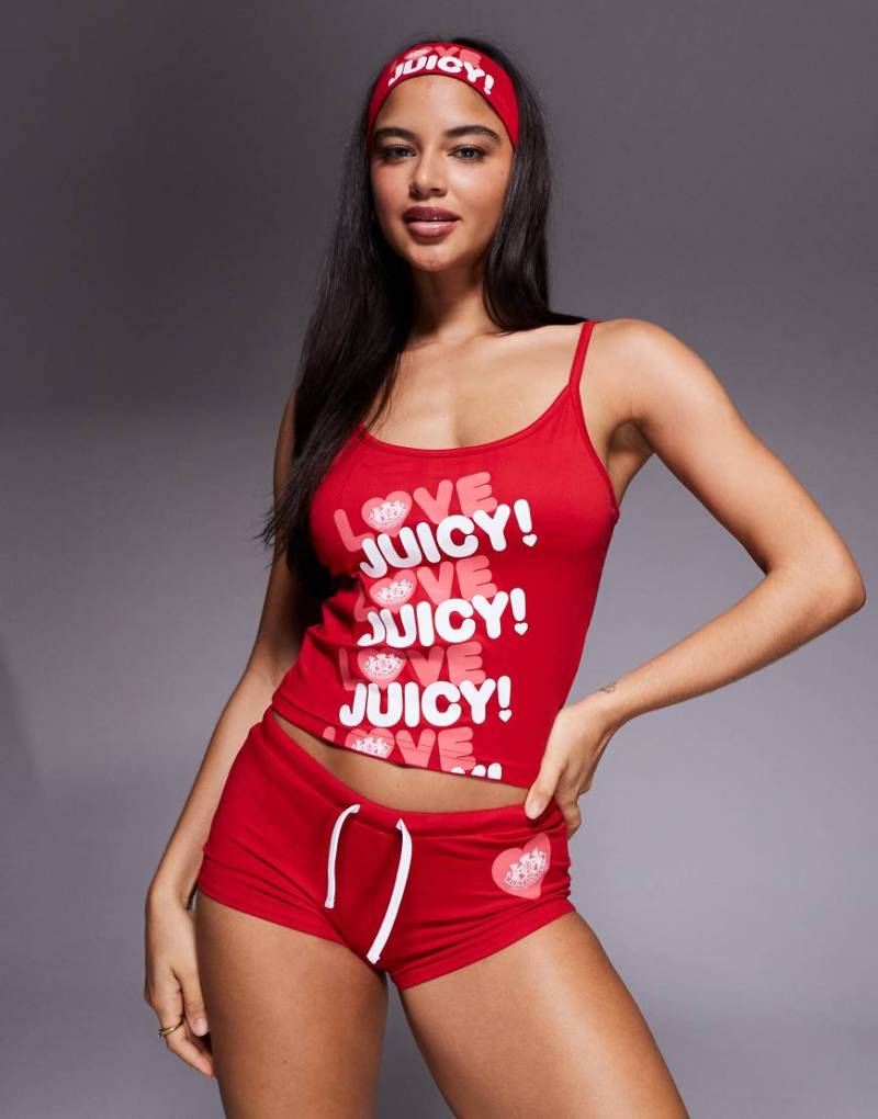 Juicy Couture - Set in Rot mit Logo, bestehend aus Pyjama und Stirnband von Juicy Couture