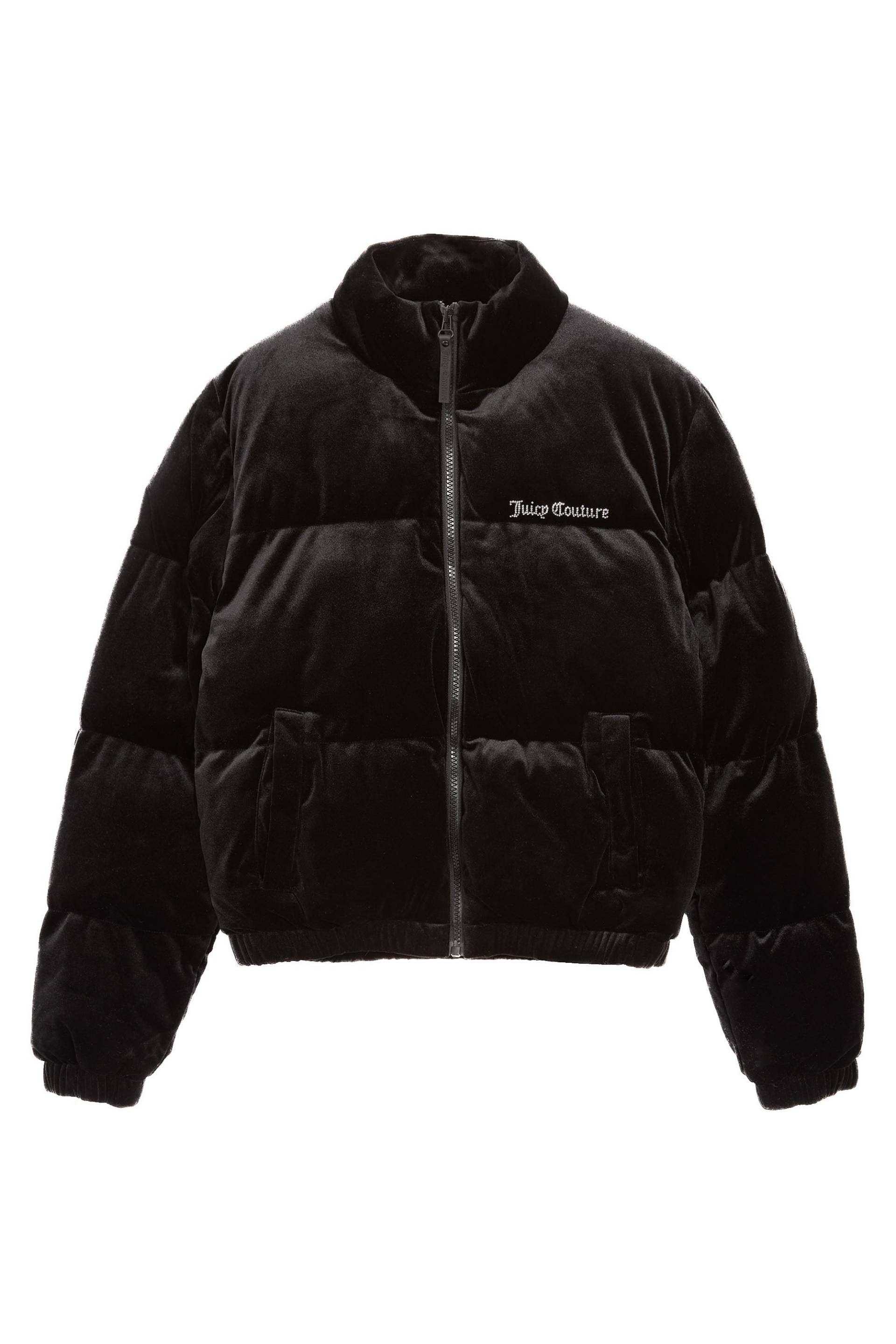 Juicy Couture Steppjacke "JUICY VELOUR PUFFA JACKET Damen" ohne Kapuze Steppjacke Damen, Winterjacke, Übergangsjacke, Velour, Glitzer, Sale von Juicy Couture