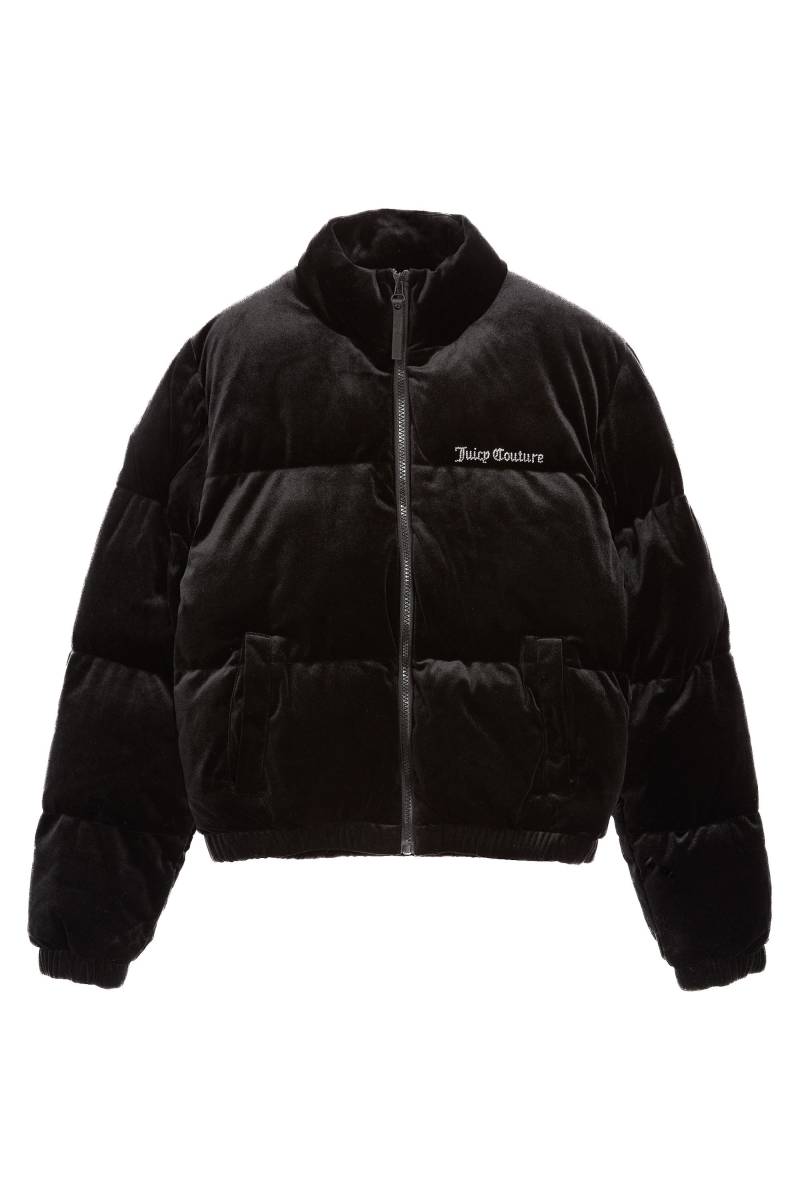 Juicy Couture Steppjacke "JUICY VELOUR PUFFA JACKET Damen" ohne Kapuze Steppjacke Damen, Winterjacke, Übergangsjacke, Velour, Glitzer, Sale von Juicy Couture