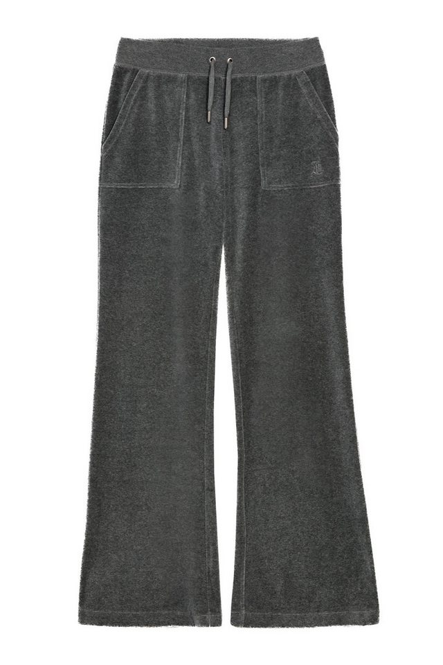 Juicy Couture Sweathose LAYLA LOW RISE POCKETED FLARE PANT. Damen Trainingshose Damen, Sweathose, Velour, Jogginghose mit Glitzer, Sale von Juicy Couture