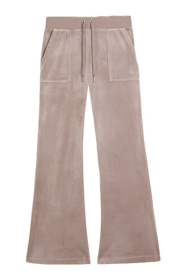 Juicy Couture Sweathose LAYLA LOW RISE POCKETED FLARE PANT. Damen Trainingshose Damen, Sweathose, Velour, Jogginghose mit Glitzer, Sale von Juicy Couture
