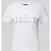 Juicy Couture T-Shirt mit Ziersteinbesatz und Rundhalsausschnitt in Weiss, Größe M von Juicy Couture