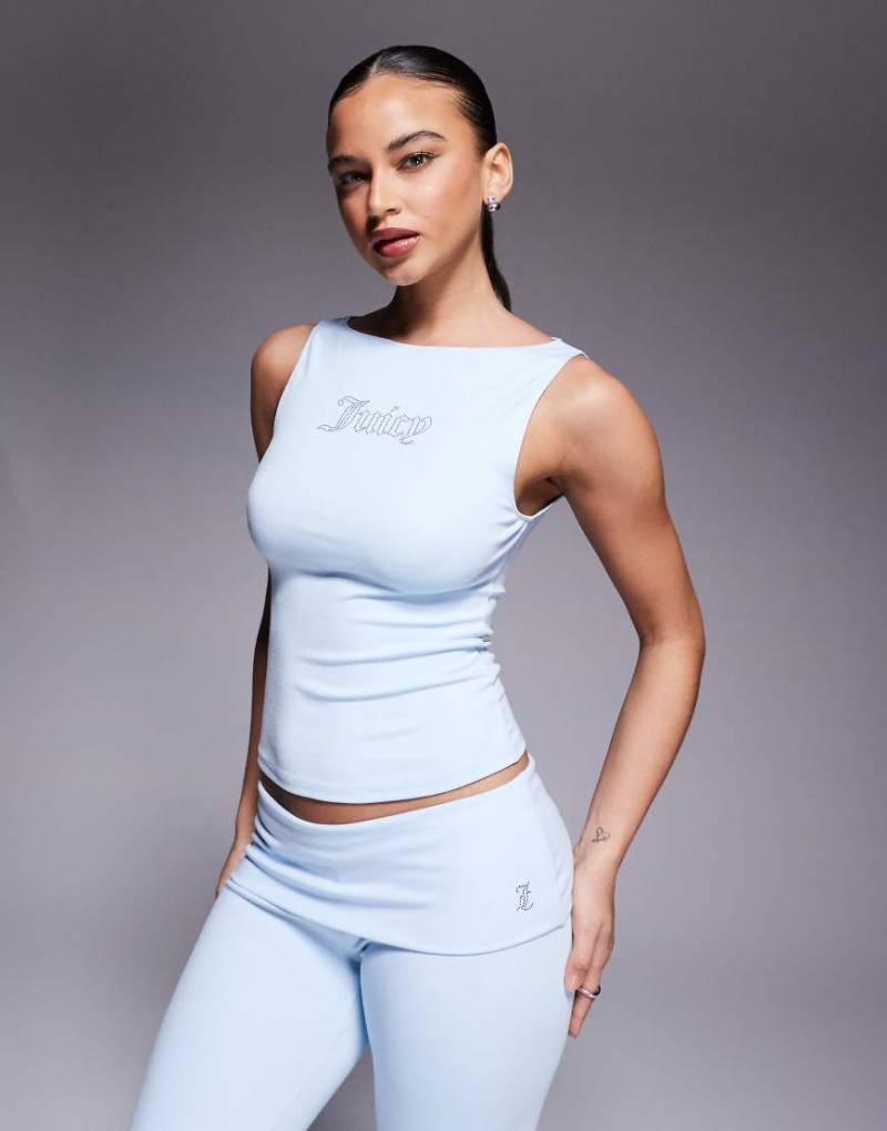 Juicy Couture - Tanktop in Blau mit Strass-Logo von Juicy Couture