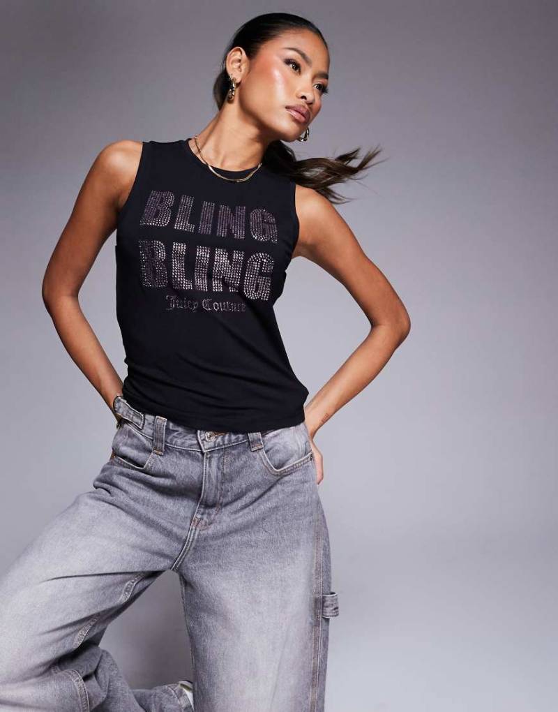 Juicy Couture - Trägertop in Schwarz mit „Bling Bling"-Strassverzierung von Juicy Couture