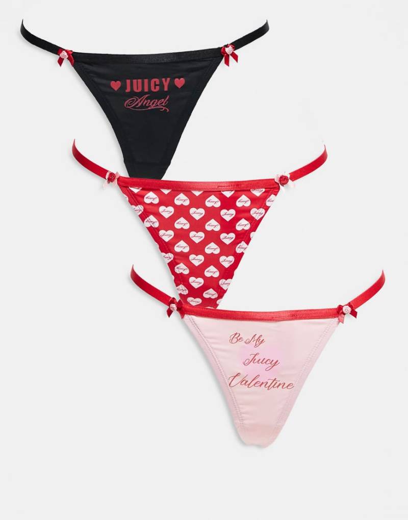 Juicy Couture - Valentines - 3er-Pack Tangas in Rosa, Schwarz und Rot mit Polka Dots-Bunt von Juicy Couture