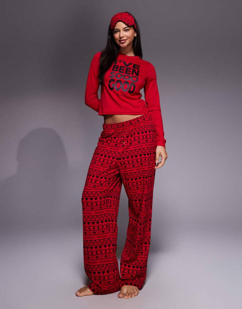 Juicy Couture - Weihnachtliches Pyjama-Set in Rot mit „Ive Been So Good"-Slogan und Augenmaske von Juicy Couture