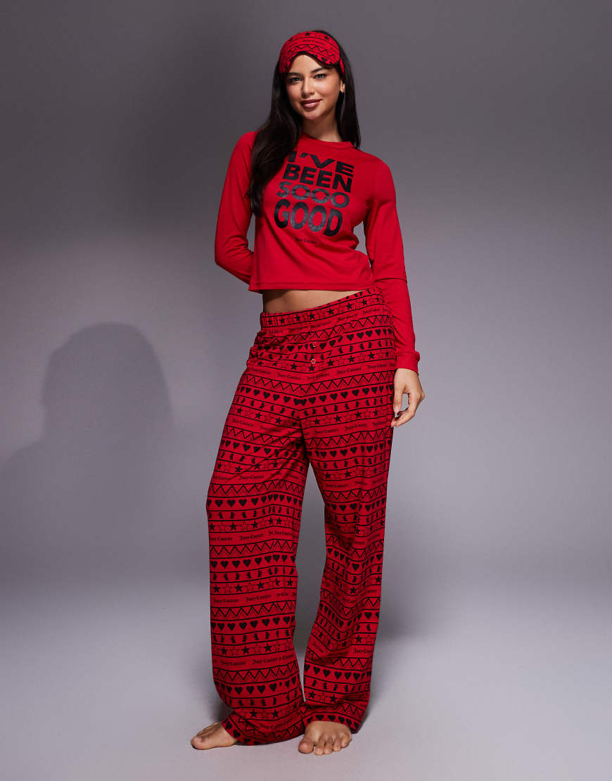 Juicy Couture - Weihnachtliches Pyjama-Set in Rot mit „Ive Been So Good"-Slogan und Augenmaske von Juicy Couture