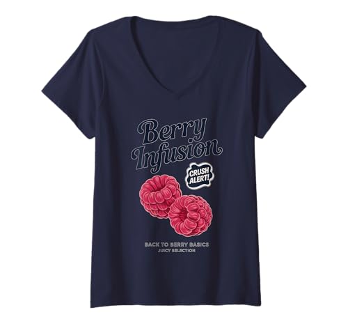 Damen Beerenaufguss Crush Alert Fruchtkunst T-Shirt mit V-Ausschnitt Damen Beerenaufguss Crush Alert Fruchtkunst T-Shirt mit V-Ausschnitt von Juicy Vibes Collective