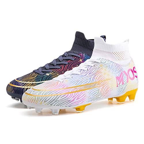 Juioguae Fussballschuhe Herren mit Stollen Damen Fussball Schuhe Unisex Fußballschuhe für Kinder Mädchen Jungen,lila-weiß,37EU von Juioguae