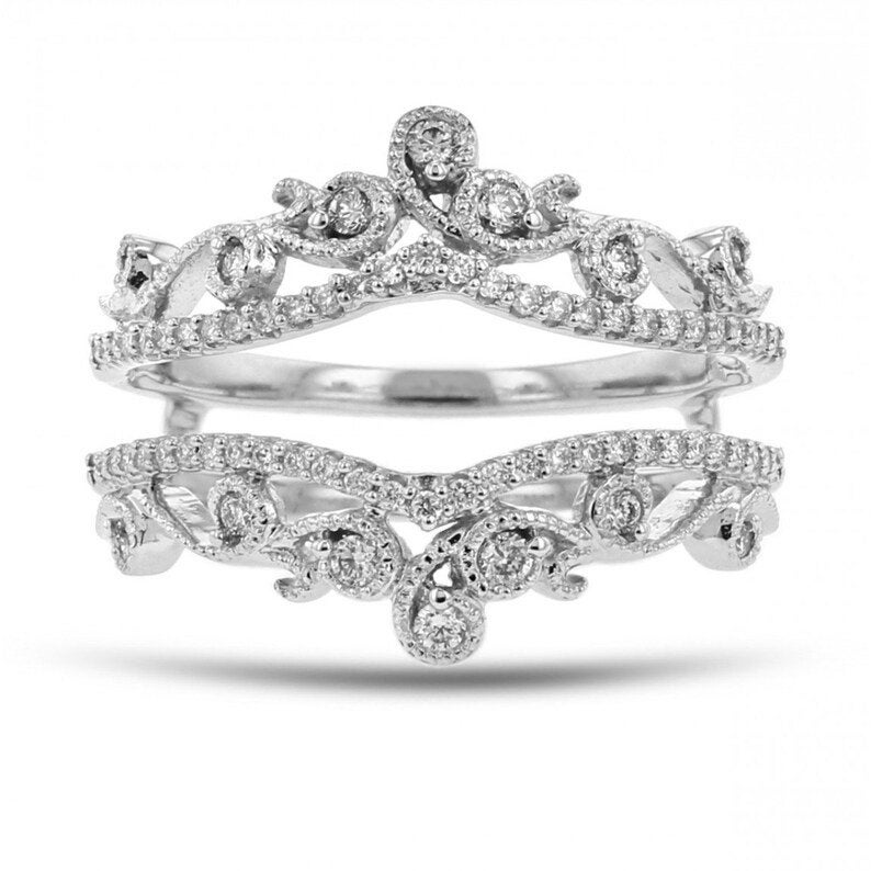 1.10 Ctw Rundschliff Diamant - Massiver 925 Silber Milgrain Enhancer Ring Solitär Verlobungsaufwerter Ehering 14K Weißgold Gp von JuistarjewelleryArt