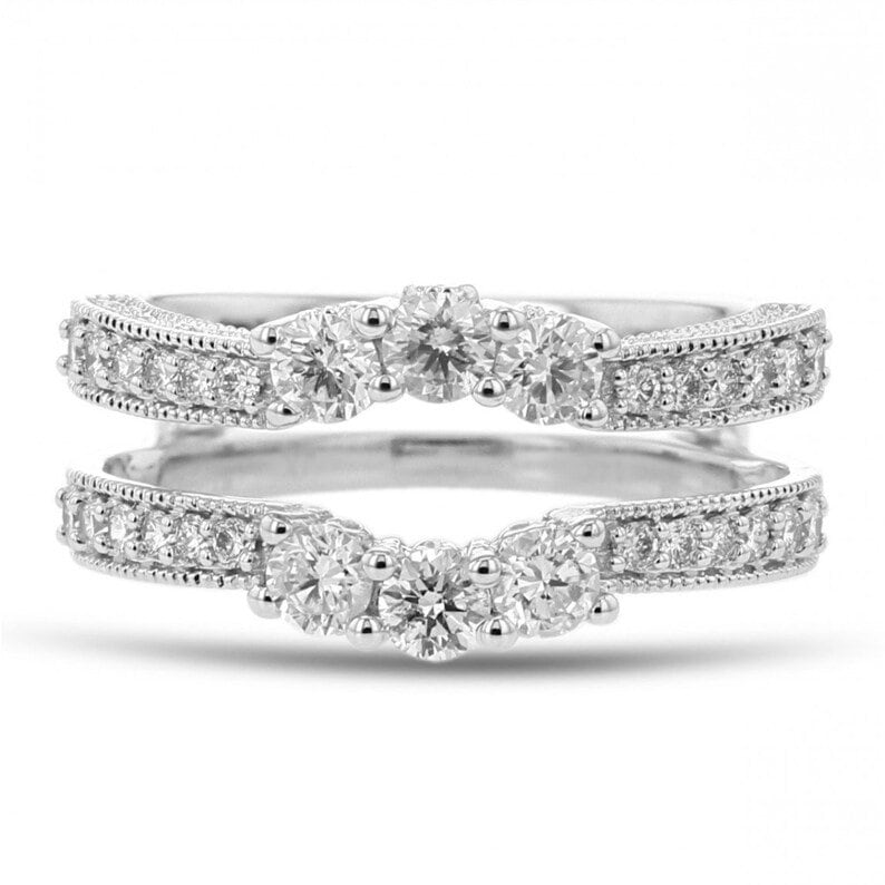2.15 Ct Diamant Drei Stein Verlobungsring Ehering - 925 Sterling Silber Solitär Guard Ring von JuistarjewelleryArt