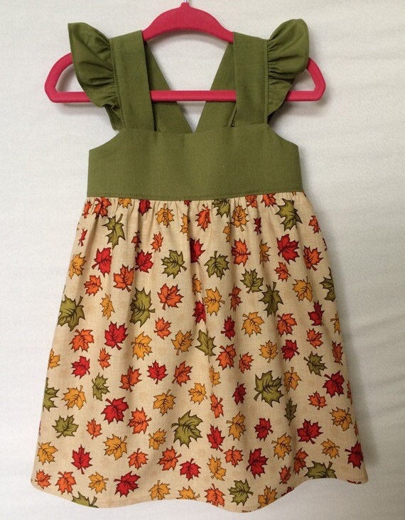Herbst Blätter Baby Kleid, Thanksgiving Kleine Mädchen Flattern, Ahornblätter Urlaub Kleid von JujaBeanKidz