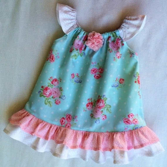 Osterkleid, Baby-Mädchenkleid, Babykleid, Kleinkindkleid, Mädchenkleidung, Flatterärmelkleid, Kleid Für Kleine Mädchen, Aquablaues von JujaBeanKidz