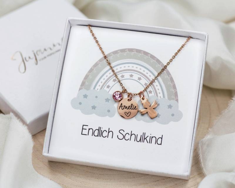 Kette Mit Schutzengel Engel Anhänger Schutzengelkette Gravur Taufkette Mädchen Junge Gold Silber Geschenk Taufe Kommunion Einschulung von JujannaSchmuck