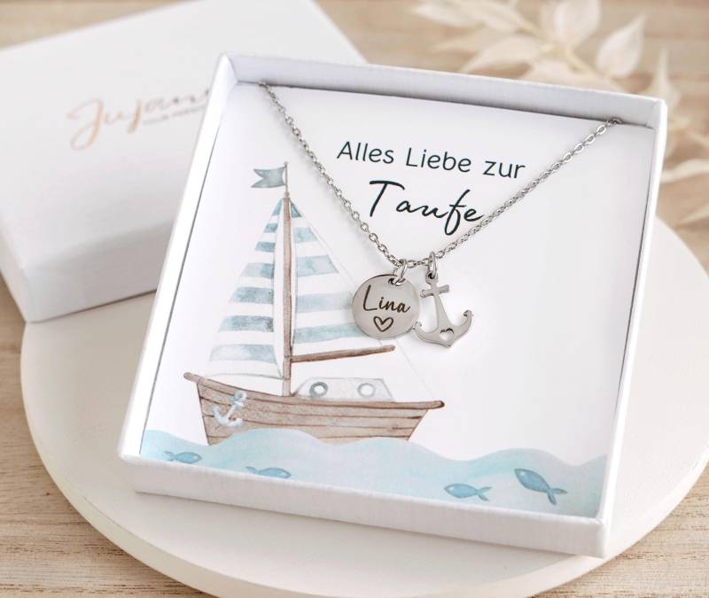 Personalisierte Kette Glaube Liebe Hoffnung Taufkette Mit Anker Und Geburtsstein Edelstahl Silber Gold Taufgeschenk Geschenk Taufe Kommunion von JujannaSchmuck