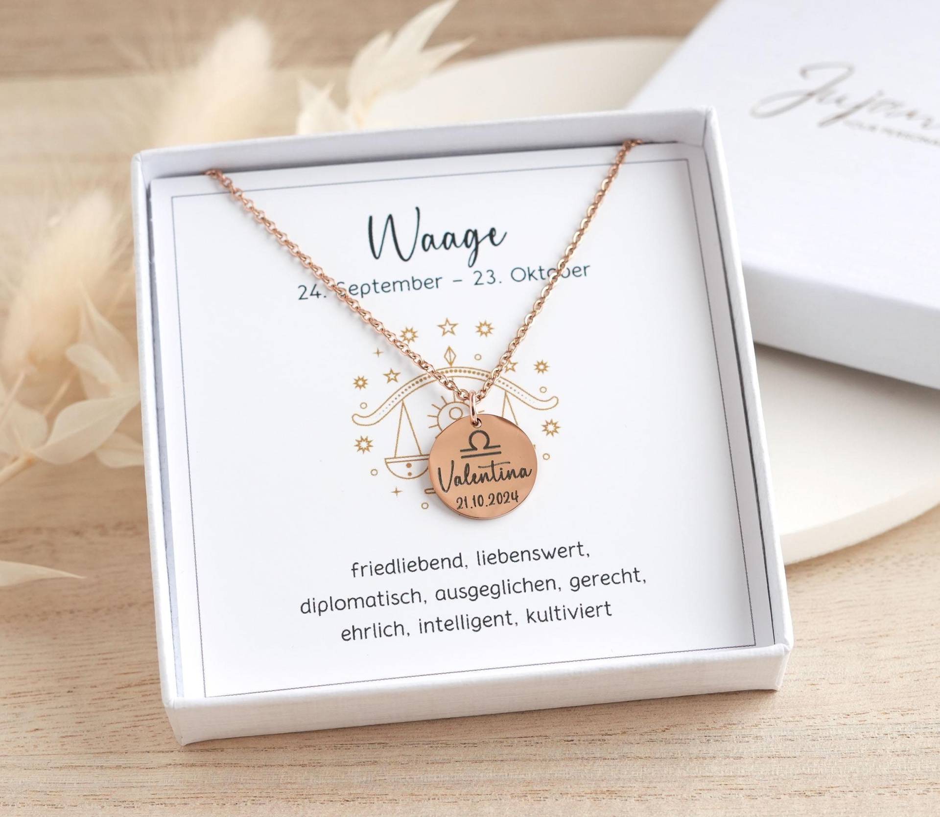 Sternzeichenkette Edelstahl Silber Gold Oder Roségold Kette Mit Sternzeichen Gravur Personalisierte Namenskette Geschenk Zum Geburtstag von JujannaSchmuck