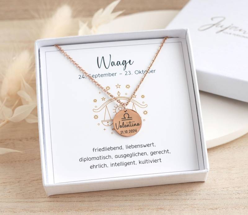 Sternzeichenkette Edelstahl Silber Gold Oder Roségold Kette Mit Sternzeichen Gravur Personalisierte Namenskette Geschenk Zum Geburtstag von JujannaSchmuck