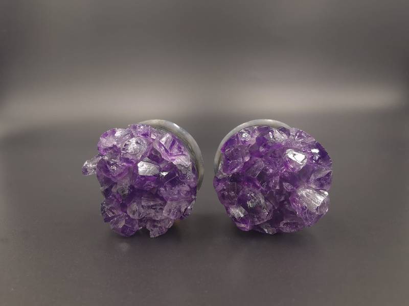 22mm Amethyst Druzy Plugs 22mm Amethyst Druzy Plugs von JujuStoneworks