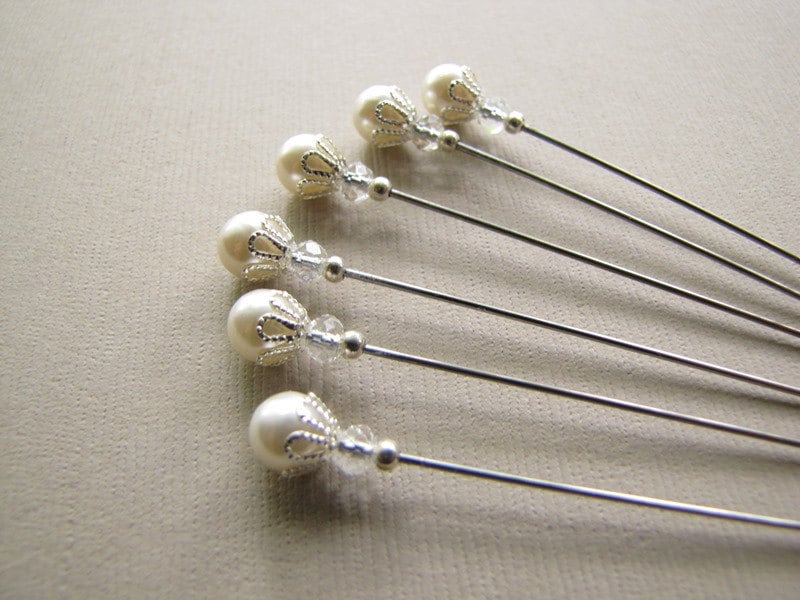 Perlen Hijab Pins, Brautschmuck Pins Mit Kristallperlen, 6Er Set von JujubePins