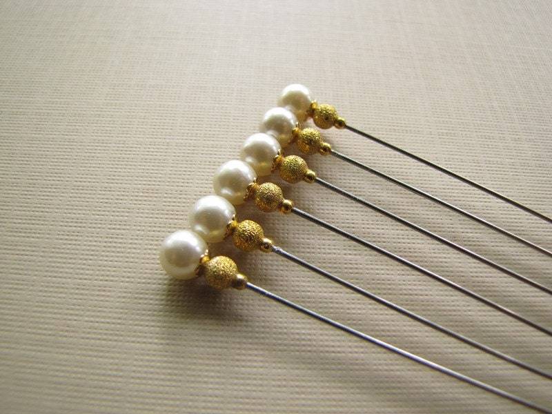 Perlen Hijab Pins, Gold Stardust Braut Hutnadeln, 6Er Set Perlen Hijab Pins, Gold Stardust Braut Hutnadeln, 6Er Set von JujubePins