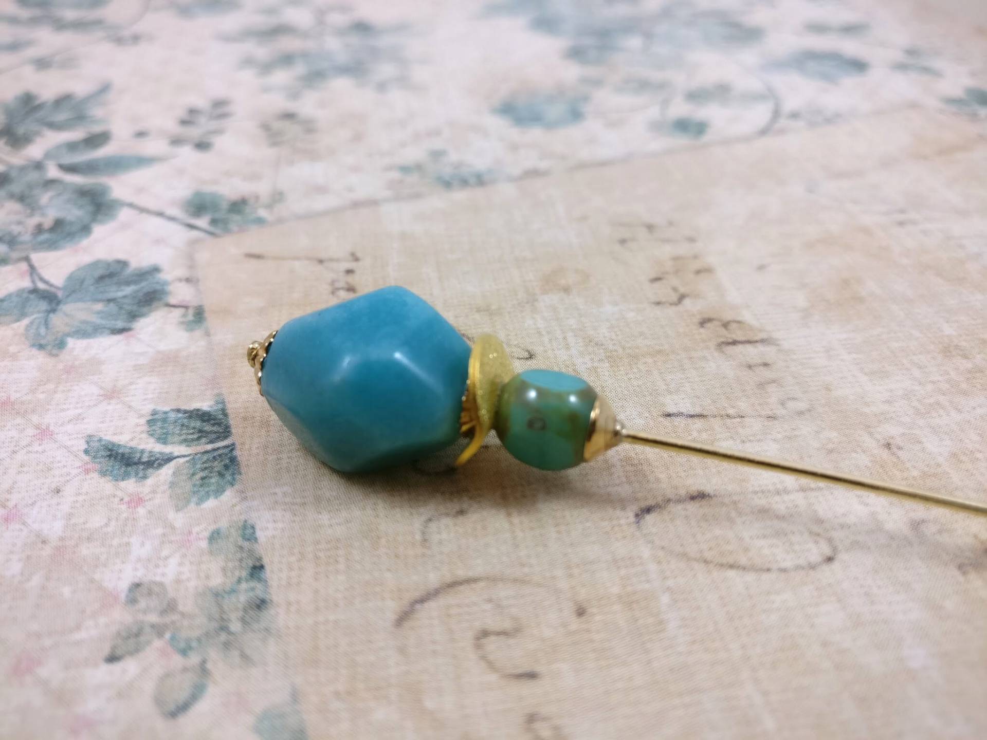 Petrol/Vergoldet Hutnadel Hijab Pin Gold Anstecknadel von JujubePins