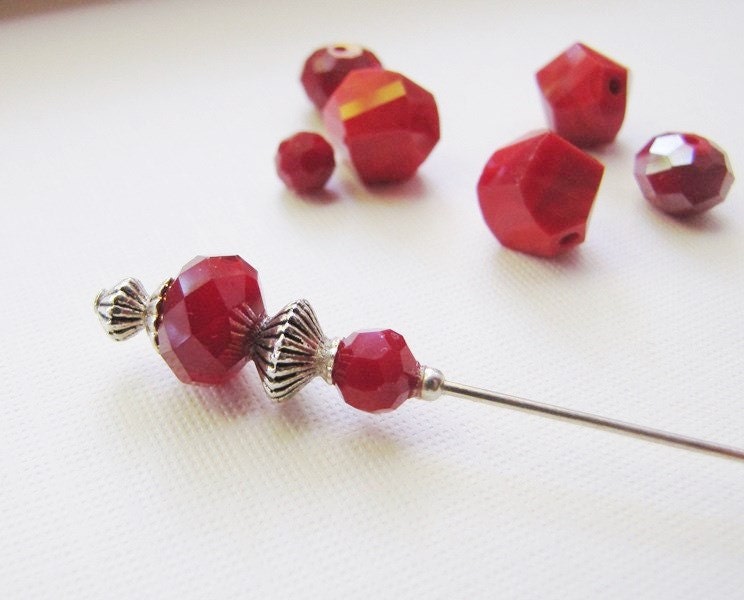 Rote Koralle Hutnadel, Silber Vergoldet Hijab Pin, Anstecknadel von JujubePins