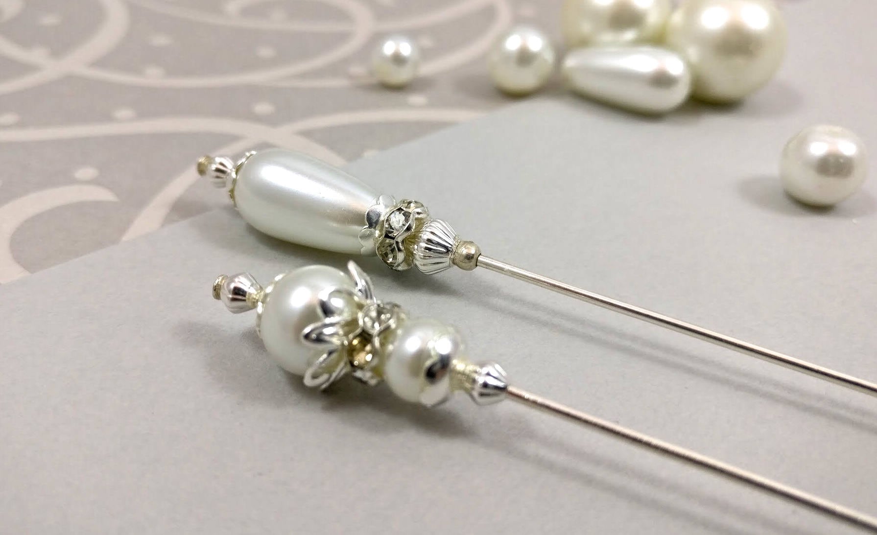 Perle Hutnadeln, Versilberte Hijab Pins, Braut Accessoires von JujubePins