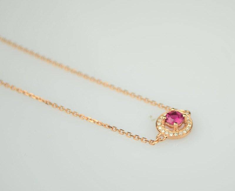 Runder Form Roter Turmalin-Rubellit-Diamant-Armband in 18 K Rose Gold Kette Hochzeit Geburtstag Jubiläum Valentinstag Runder Form Roter Turmalin-Rubellit-Diamant-Armband in 18 K Rose Gold Kette Hochzeit Geburtstag Jubiläum Valentinstag von Jujuden