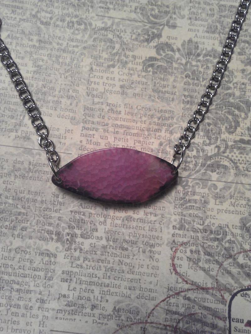 Rosa Und Schwarz Kristalloid Achat Amethyst Platte Scheibe Stein Auf Silber Halskette von JujusCrafts