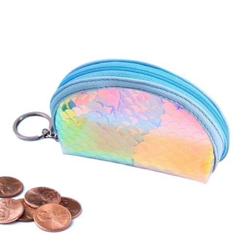 Jukeoiu Münzbeutel | Wechselgeldtasche Mit Schlüsselanhänger | Regenbogen Schuppenmuster Reißverschluss Kreditkartenfach Für Mädchen von Jukeoiu
