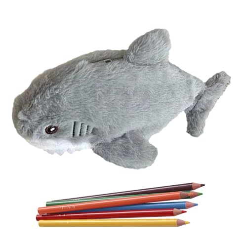 Jukeoiu Plush Stifteetui - Cartoon Hai Federmäppchen | Schulorganizer Schreibtischorganizer für Schlüsselanhänger Lineale Stifte Buntstifte Marker von Jukeoiu