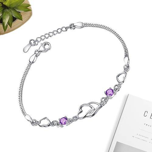 Jukeoiu Silbernes Herz Armband,Herzketten Armband Verbindung | Zinklegierung Armreif Modeaccessoires Für Frauen Mädchen Hochzeit Geburtstag Valentinstag Paare Freundschaft Geschenkidee von Jukeoiu