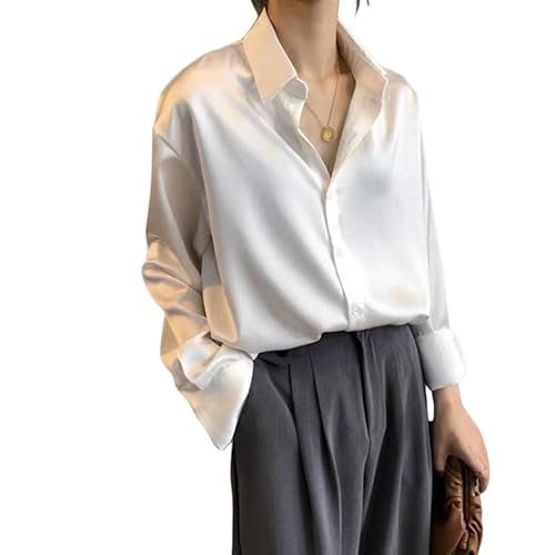 Frühling Mode Button Up Satin Seide Hemd Vintage Bluse Frauen Weiß Tops Dame Lange Ärmel Weibliche Lose Straße Shirts Frühling Mode Button Up Satin Seide Hemd Vintage Bluse Frauen Weiß Tops Dame Lange Ärmel Weibliche Lose Straße Shirts von Juketron
