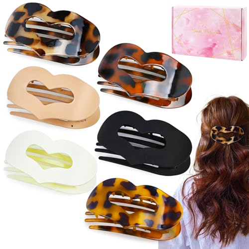 Flache Haarklammern für Damen, 6 Stück Französische Haarspangen, Haarklammer Flach Starker Halt & Rutschfestes, Haarclips Herzförmiges Design für Frauen Mädchen Dickes Dünnes Haar Flache Haarklammern für Damen, 6 Stück Französische Haarspangen, Haarklammer Flach Starker Halt & Rutschfestes, Haarclips Herzförmiges Design für Frauen Mädchen Dickes Dünnes Haar von Jukibole