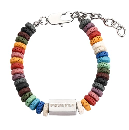 Bunte Lavastein-Kettenarmbänder aus Edelstahl für Männer und Frauen, Hip-Hop-Schmuck, Metall, Kein Edelstein Bunte Lavastein-Kettenarmbänder aus Edelstahl für Männer und Frauen, Hip-Hop-Schmuck, Metall, Kein Edelstein von Jukoclut
