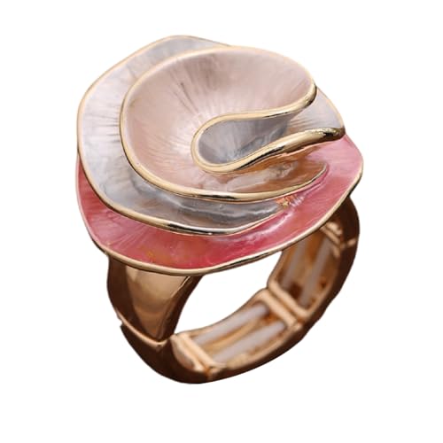 Dicker großer Blumen-Charm, elastisches Band, Stretch-Cocktail-Ringe für Frauen, Statement-Schmuck, Metall, Kein Edelstein Dicker großer Blumen-Charm, elastisches Band, Stretch-Cocktail-Ringe für Frauen, Statement-Schmuck, Metall, Kein Edelstein von Jukoclut
